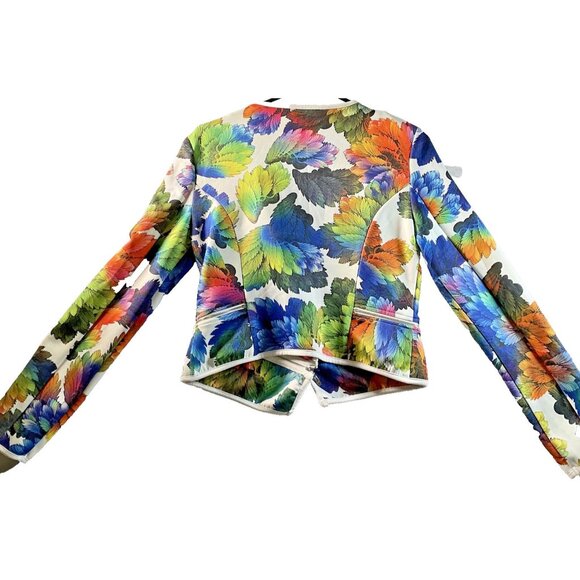 Alt B Jacket Womens Small Floral Print Zip Front Lightweight Blazer Top - Picture 3 of 4